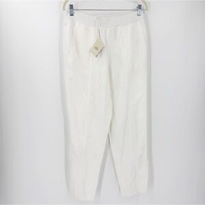 NWT Faherty Arlie Pants White Linen Casual Pull On Tapered Size M Lightweight